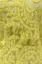 Yellow Long Sleeve Mock Neck Butterfly Lace Blouse