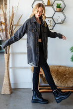 Black Wash istressed Denim Western Shirts Long Fit Jacket