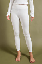 Ivory Rib Brushed High Rise Leggings With Pockets