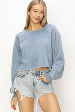 Gray Blue Laid Back Crop Sweatshirt