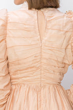 Peach /Gold Lace Mutton Sleeve Mini Dress