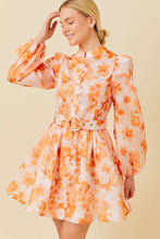 Orange Floral Print Mini Dress