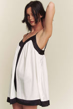 White Black Contrast Hem Line Wide A Line Romper