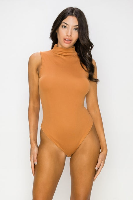 Clay Bodysuit Super Soft Mock Neck Sleeveless Tank