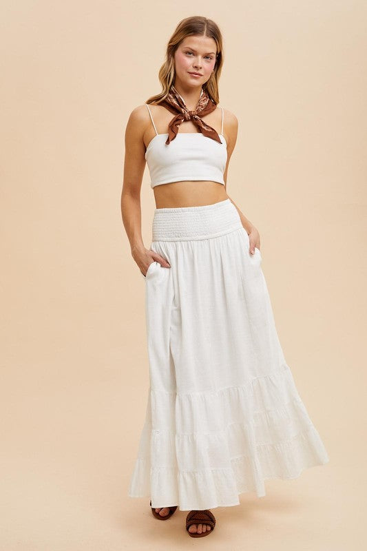 Off-White Smocked Ruffled Skirt