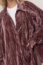 Mauve Oversized Velvet Button-Up Shirt Jacket