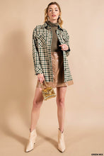 Green Mix Plaid Shirt Button Down Jacket
