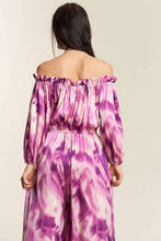Fuchsia Combo Combo Offshoulder Tiedye Satin Jumpsuit