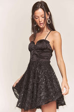 Black Satin Top With Sequin Bottom Contrast Dress