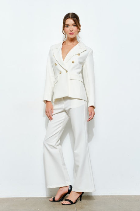 White Gold Button Double-breasted Tailored Blazer