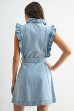 Lt Sleeveless Denim Dress With Ruffle Details