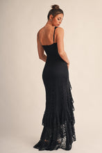 Black Seraphine Lace Ruffle Maxi Dress