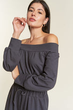 Dark Gray One Shoulder Terry Jumpsuit