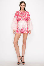 Pink Multi Floral Print Blouse and Belted Short Pants Set