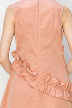 Peach Frill Sleeveless Midi Dress