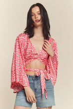 Pink Kimono Sleeve Multi Tie Top