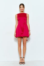 Red Sleeveless Pearl Trim Bow-back Mini Dress