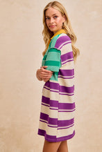Mardi Gras Stripe Mix And Matched Mini Dress