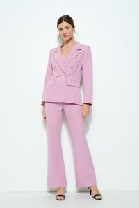 Pink High-waisted Flared Tailored Pants