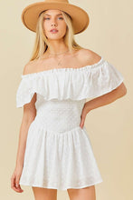 White Off Shoulder Romper With Back Tie Detail