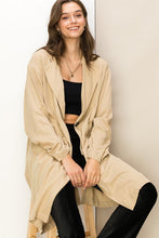 Khaki Right Round Button-Front Oversized Coat