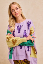 Mardi Gras Sequin Crawfish Washed Mardi Gras Sweatshirt Top