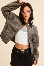 Storm Vertical Stripe Wash Faux Leather Jacket