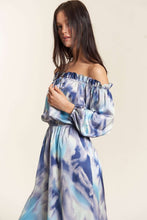 Blue Combo Offshoulder Tiedye Satin Jumpsuit