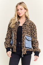 Leopard Print Jacket With Denim Pockets
