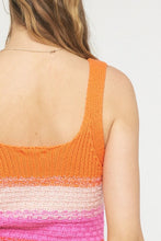 Orange Combo Colorblock Crochet Mermaid Hem Midi Dress