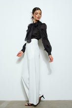 Black Sheer Embroidered Butterfly Bow Tie Blouse