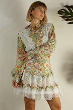 Orange Multi Lace Patch Shirts And Skirt Set