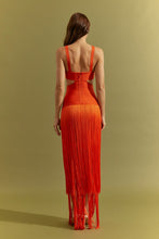 Orange Bandage Fringe Dress With Cutout