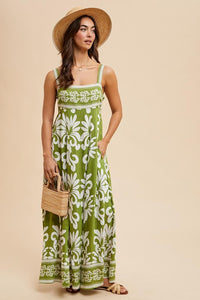 Palm Resort Border Print Maxi Dress