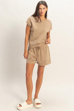Mocha Sleeveless Crew Neck Top And Shorts Set