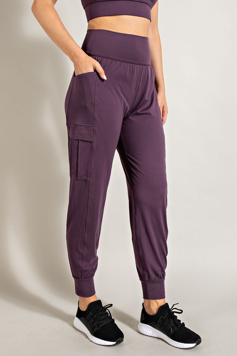 Purple Plus Size Butter Jogger With Side Pockets
