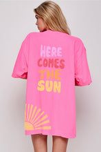 Neon Pink Lime-Orange Floral Ruffle Detail Short Sleeve Top