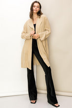 Khaki Right Round Button-Front Oversized Coat