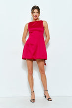 Red Sleeveless Pearl Trim Bow-back Mini Dress