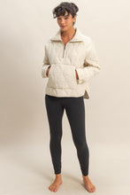 Cream Quilted Half Zip High Neck Pullover
