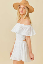 White Off Shoulder Romper With Back Tie Detail