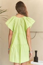 Lime Ruffle Sleeve Tiered Babydoll Dress