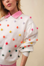 White 3D Multi Color Polka Dot Long Sleeve Sweater