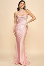 Rose Gold Sweetheart Ruched Bust Tube Top Column Maxi Dress