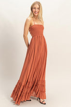 Rust Smocked Halter Maxi Dress