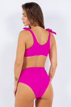 Fuchsia Two Piece Top Bow Tied Clean Finished Bikini