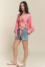 Pink Kimono Sleeve Multi Tie Top