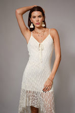 Ivory Lace High Low Hem Cami Tie Front Dress