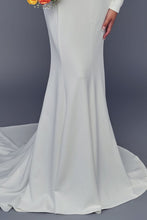 Off White Square Neck Chiffon Long Sleeve Wedding Gown