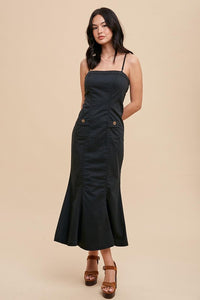 Black Utility Tube Tencel Dress